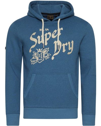 Superdry Vintage Hoodie mit Schriftzug Grau Tweed M - Blau