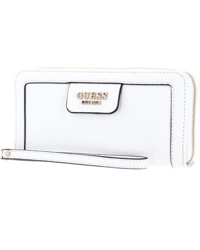 Guess Eco Angy SLG Large Zip Around Wallet White - Schwarz