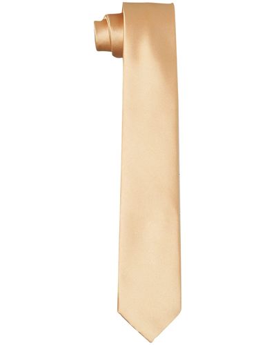 HIKARO Krawatte handgefertigt im Seidenlook 6 cm schmal - Sandbraun - Mehrfarbig