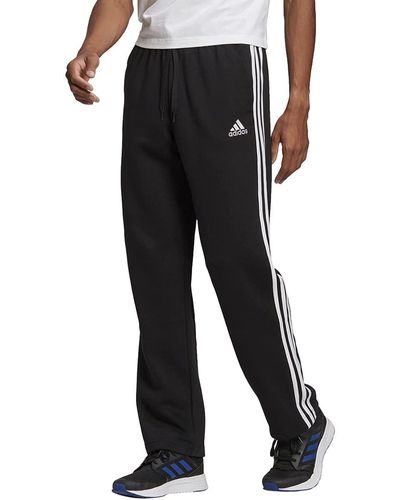 adidas Essentials 3-stripes Fleece Open Hem Pants - Black
