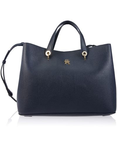 Tommy Hilfiger Th Emblem Satchel Aw0aw15177 - Blauw