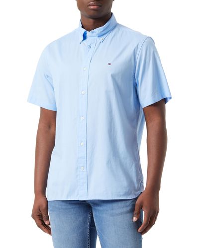 Tommy Hilfiger Flex Poplin RF Shirt S/S MW0MW33809 Chemises décontractées - Bleu