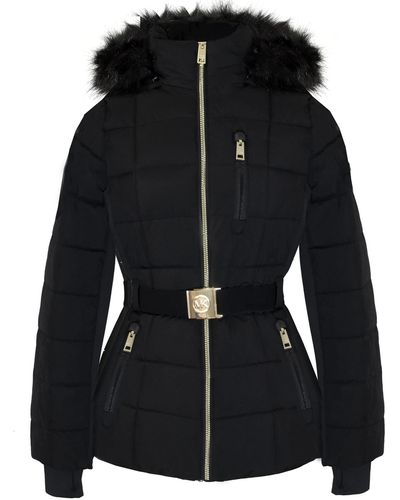 Michael Kors Scuba Stretch Belted Active Coat In Black