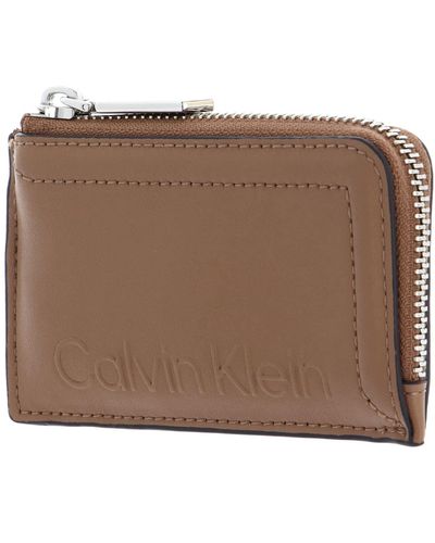 Calvin Klein Minimal Hardware Cardholder Safari Canvas - Marrone