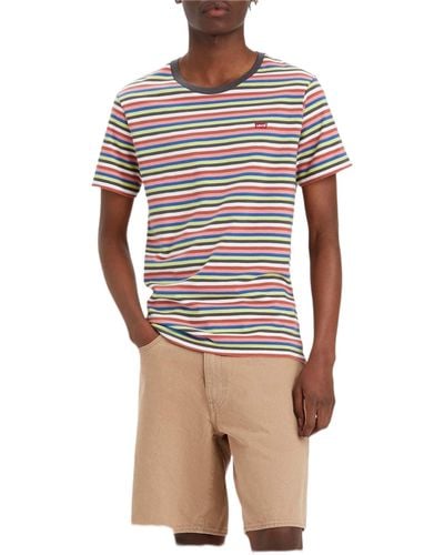 Levi's Ss Original Housemark Tee T-Shirt,Welcome Bright White Striped,S - Blau