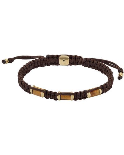 Fossil All Stacked Up Brown Leather Multi-strand Bracelet for Men | Lyst UK