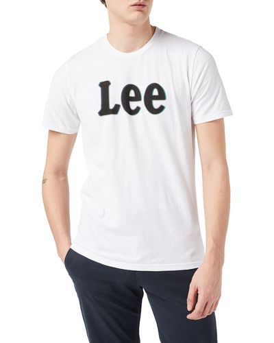 Lee Jeans Homme Distorted Logo Tee T-Shirt - Weiß