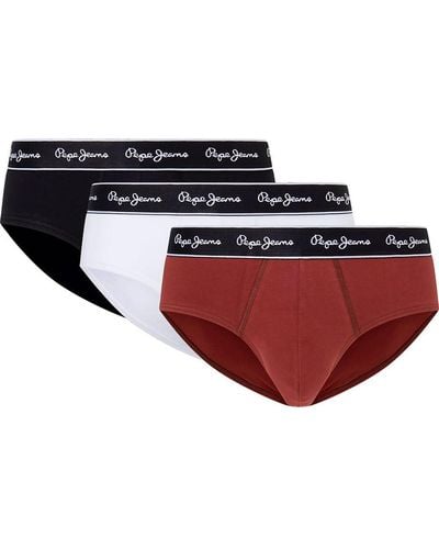 Pepe Jeans Solide BF 3P Slips - Rouge
