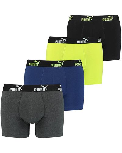 PUMA 4 Pack Boxer Boxershorts Pant Underwear Sporty Retro Pants - Jaune