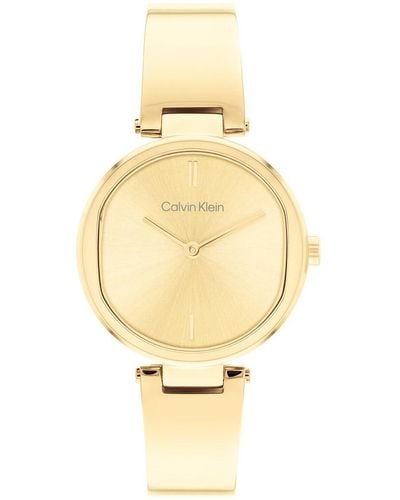 Calvin Klein Montre Analogique à Quartz pour femme avec Bracelet en Acier Inoxydable doré - 25200309 - Métallisé