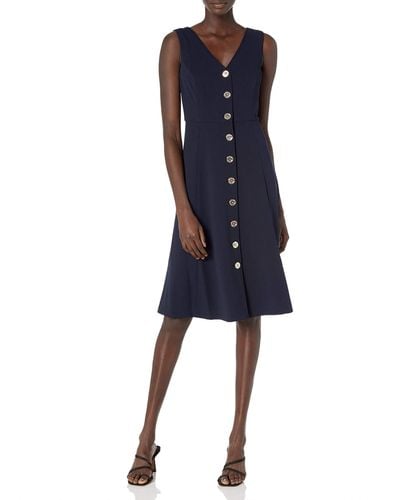 Tommy Hilfiger Scuba Fit And Flare Midi - Blue
