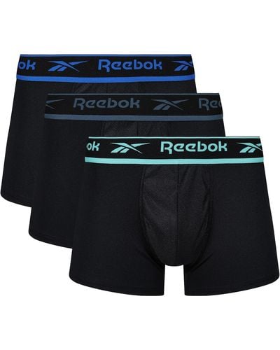 Reebok Calzoncillos Tipo Bóxer para Hombre En Color Negro con Cintura de Nailon Y Regulador de La Humedad - Blu