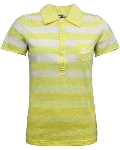 Nike Active S Polo Top Casual Stripe T-shirt Yellow 272530 725 A57e - Green