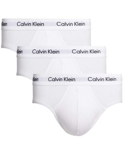 Calvin Klein Hombre Pack de 3 Calzoncillos Hip Briefs Algodón con Stretch - Blanco