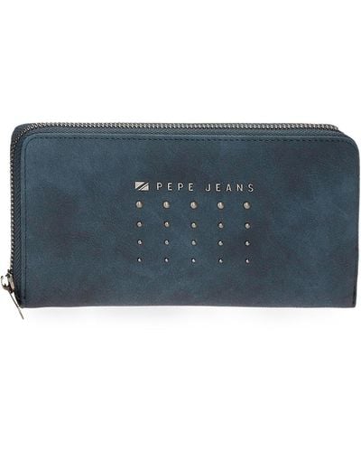 Pepe Jeans Holly Wallet With Card Holder Blue 19.5 X 10 X 2 Cm Faux Leather