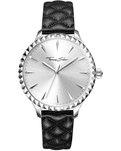 Thomas Sabo S Analogue Quartz Watch With Leather Strap Wa0320-203-201-38 Mm - Metallic