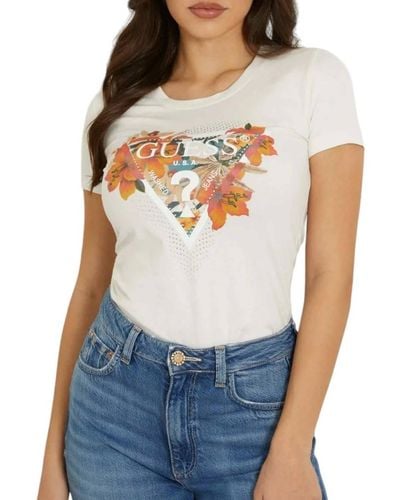 Guess SS CN TROPICAL TRIANGLE TEE - Nero