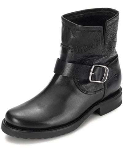 Frye Veronica Booties For Made From Full Grain Brush-off Leather With Antique Metal Hardware And Waterproof - Black