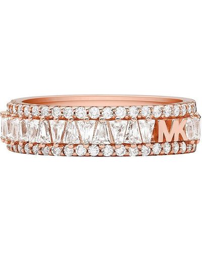 Michael Kors Premium Kors Mk Rose Gold-tone Sterling Silver Band Ring - Pink