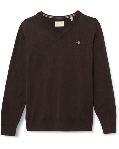 GANT Classico Cotone Scollo a V Maglione - Grigio