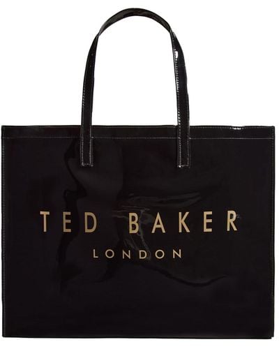 Ted Baker Abbycon Branded Large Icon Tote Bag In Black Pvc