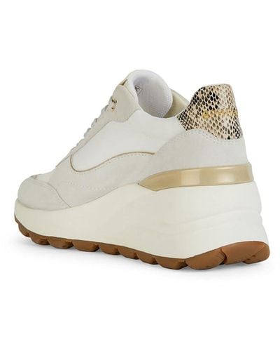 Geox Spherica Ec13 Sneaker Low-Cut Donna con Comoda Zeppa Bianco D45WAA 022FU C1209 Bianco Bianco-Bianco Sporco C1209