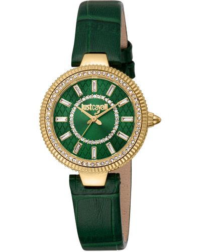 Just Cavalli Analog Quarz Uhr mit Leder Armband JC1L308L0025 - Grün