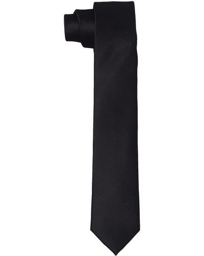 HIKARO Cravatta da uomo sottile realizzata a mano effetto seta 6 cm - Nero