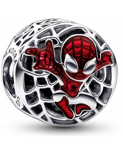 PANDORA Marvel Spider- Lebhafte Stadt Charm aus Sterling-Silber - Rot