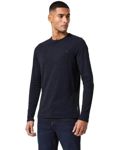 French Connection Chest Pocket T-shirt Blouse Long Sleeve Dark Navy L - Blue