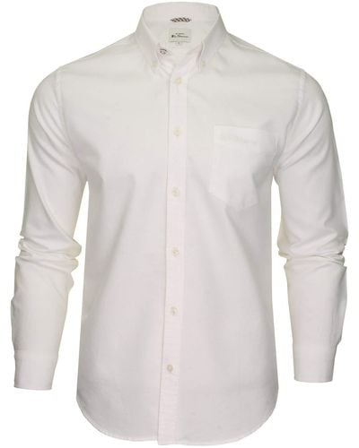 Ben Sherman Camicie Casual - Button Down - Manica Lunga - Uomo (White (Embroidered Pocket Logo)) M - Bianco