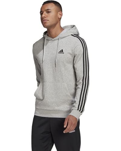 adidas Essentials French Terry 3-stripes Hoodie - Gray