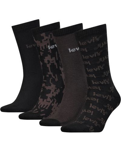 Levi's Lot de 4 paires de chaussettes pour homme Coupe droite Noir Combo 39/42