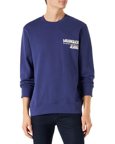 Wrangler Slogan Crew Sweatshirt - Blau