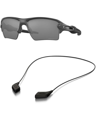 Oakley Oo9188 Sunglasses Bundle: Oo 9188 Flak 2.0 Xl 918873 Flak 2.0 Xl Matte Black Prizm And Medium Black Leash Accessory Kit - Grey