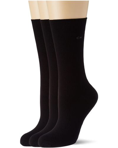 Calvin Klein Roll Top Crew Socks 3 Pack Calcetines clásicos - Negro