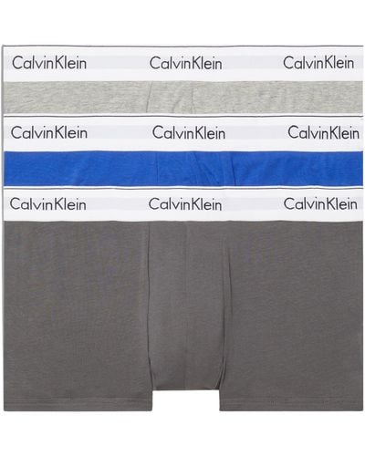 Calvin Klein 3er Pack Boxershorts Low Rise Trunks Baumwolle mit Stretch - Weiß