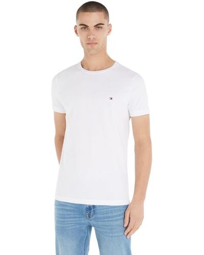 Tommy Hilfiger Hombre Camiseta ga Corta Core Stretch Slim Fit - Blanco