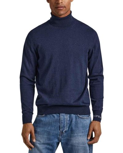 Pepe Jeans Andre Turtle Neck Long Sleeves Knits - Bleu