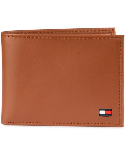 Tommy Hilfiger Thin Sleek Casual Bifold With 6 Credit Card Pockets And Removable Id - Brown