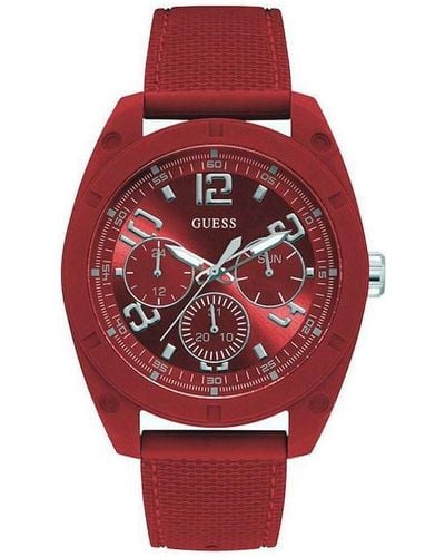 Guess Red And Silver-tone Multifunction Watch