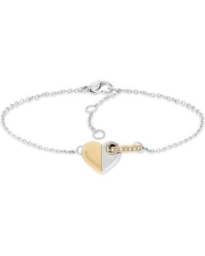Tommy Hilfiger Stainless Steel Bracelet With Heart Pendant - Adjustable/self Sizing - Perfect For Layering - Classic Jewellery For Everyday - Black