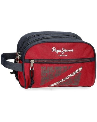 Pepe Jeans Clark Toiletry Bag Two Compartments Adaptable Red 26x16x12 Cms Polyester