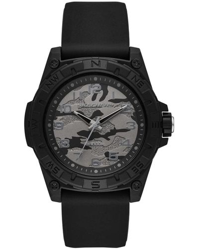 Skechers Encino Quartz Silicone Three-hand Watch - Black