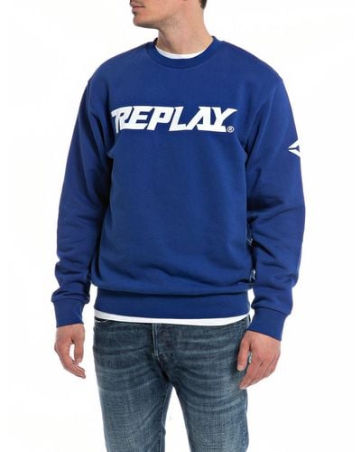 Replay Sweatshirt Logo ohne Kapuze - Blau