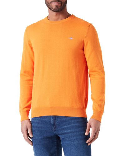 GANT Classic Cotton C-neck Jumper - Orange