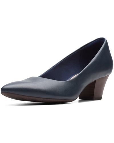 Clarks Teresa Step Block-heel Comfort Court Shoes - Blue