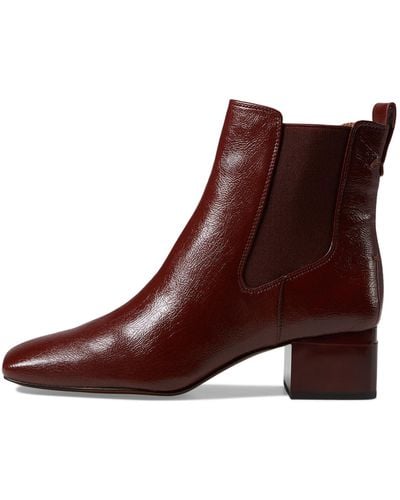 Franco Sarto S Waxton Square Toe Ankle Bootie Mahogany Brown Water Patent 6 M