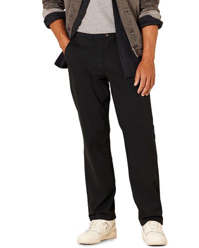 Amazon Essentials Pantaloni Chino Elasticizzati Casual vestibilità Classica Uomo - Nero