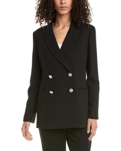 Ted Baker Solid Black Llayla Double Breasted Jacket With Embossed Buttons